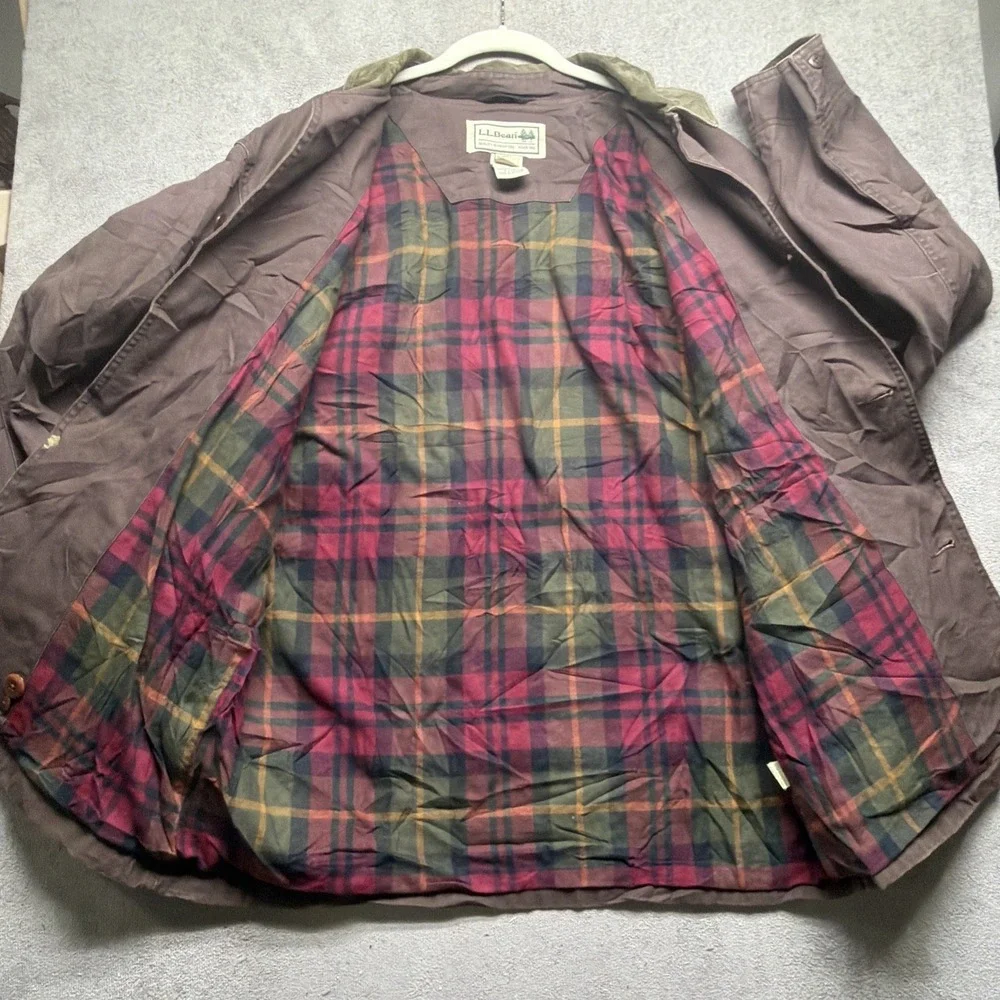 Vintage 90s L.L. Bean Field‎ Jacket Canvas Lined Corduroy Collar Men's Large